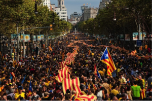 Demonstrators march for Catalonia’s National Day on September 11, 2013 in Barcelona, Spain. ©BOUIN News